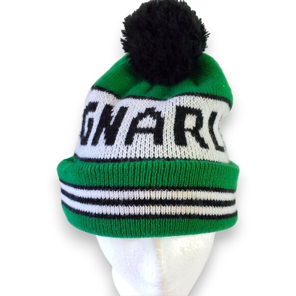 Target Other - Target Gnarly Knit Beanie Green White Black Pom Pom Ski Snowboard Hat